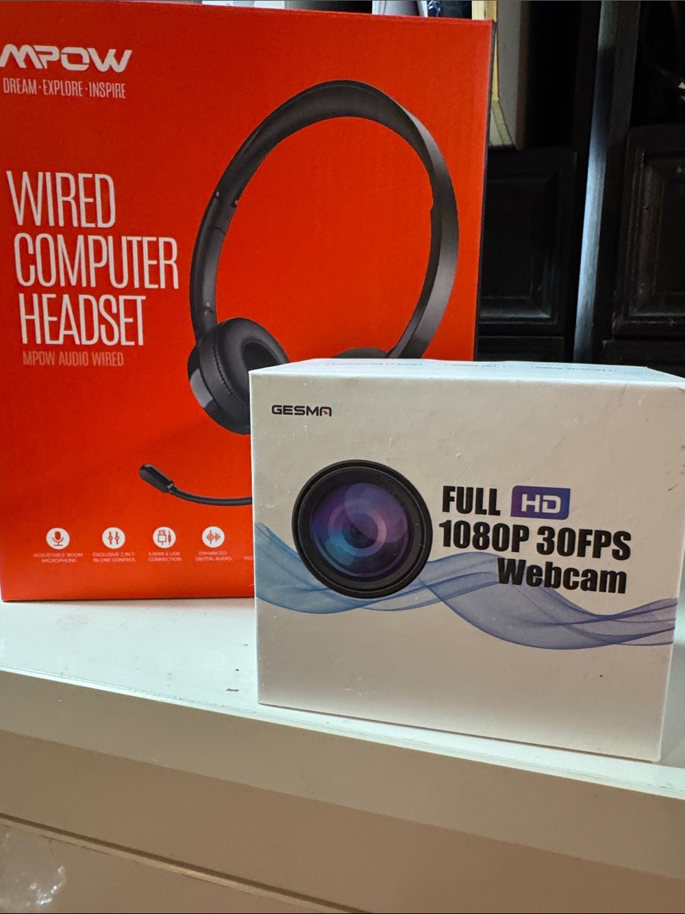 Wired Computer Headset - Black and HD webcam